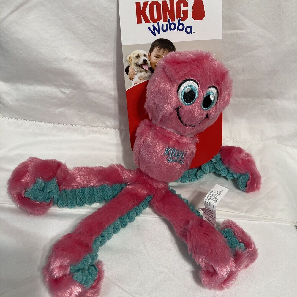 KONG Wubba Dog Toy Plush Squeaky Octopus Interactive Tug Fetch Squeak Shake